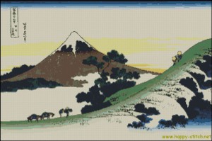 Hokusai Inume Pass (Fuji) cross stitch chart