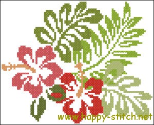 Hibiscus flowers free cross stitch pattern