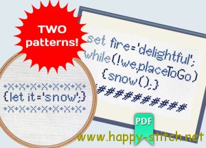 Let it snow funny JavaScript cross stitch design