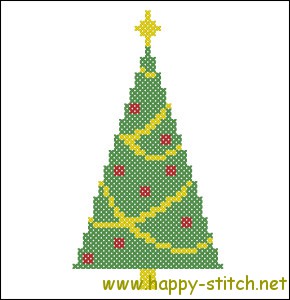 Very simple Christmas tree free cross stitch pattern