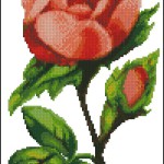 Vintage pink rose free cross stitch pattern