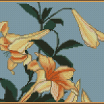 Hokusai Lilies free cross stitch pattern by Happy Stitch