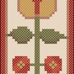 Flower bookmark Primitive art cross stitch pattern