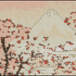 Mount Fuji Seen Through Cherry Blossom free pattern