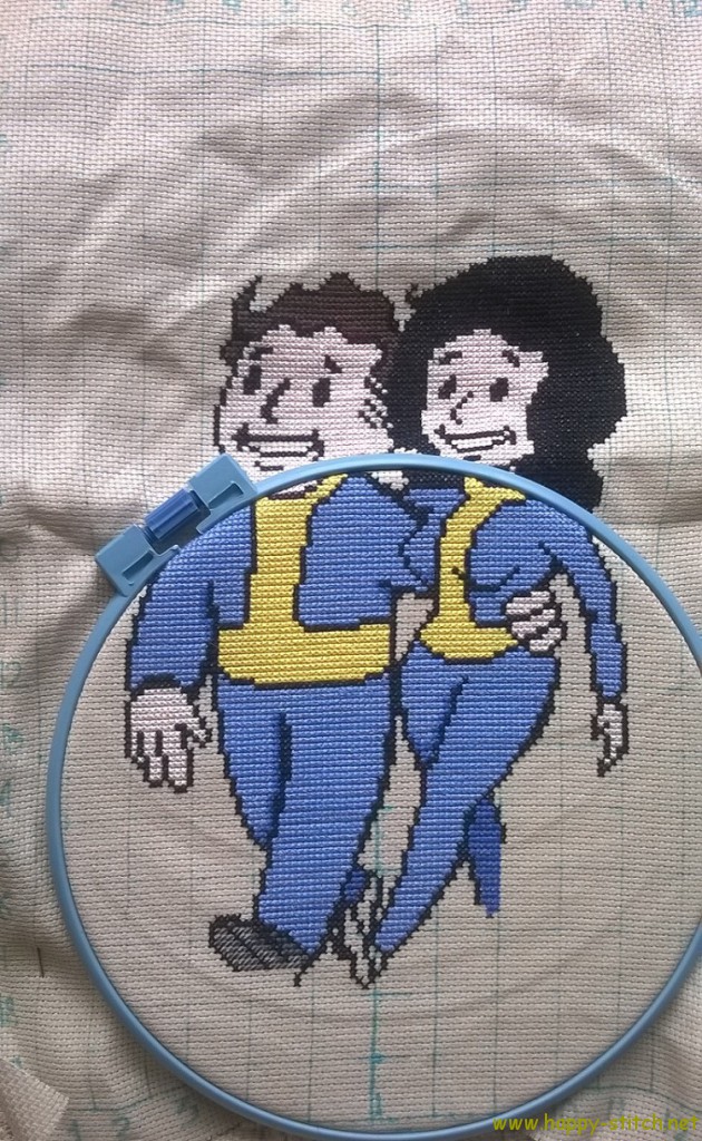Vault boy and girl wedding embroidery