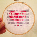 I love you in binary code cross stitch project