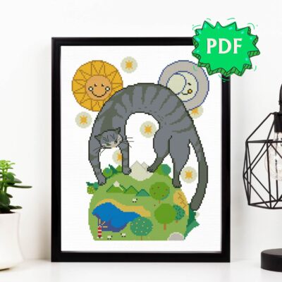 The Great Cat Goddess cross stitch pattern