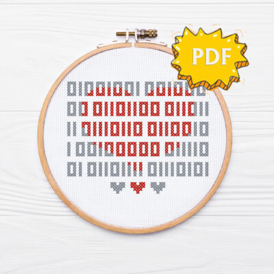 Binary I love you cross stitch pattern