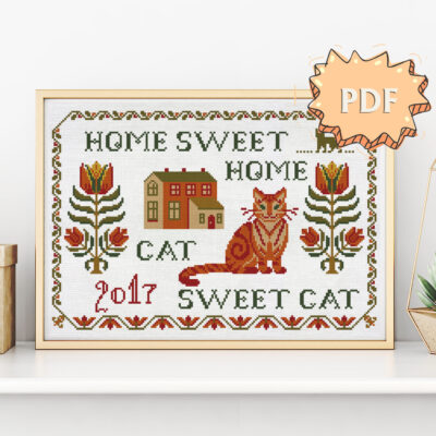 Home sweet home Cat sweet cat cross stitch pattern