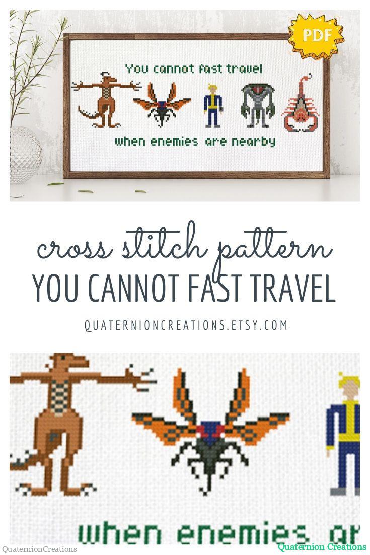 Fallout Vault boy and monsters cross stitch pattern