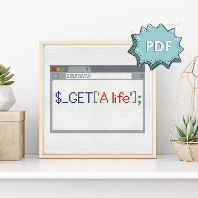 Get a life! PHP code cross stitch pattern