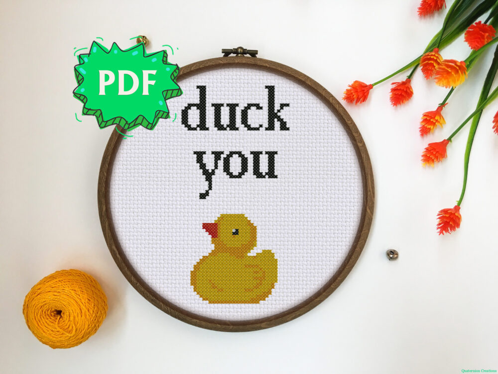 Duck you - modern subversive cross stitch pattern