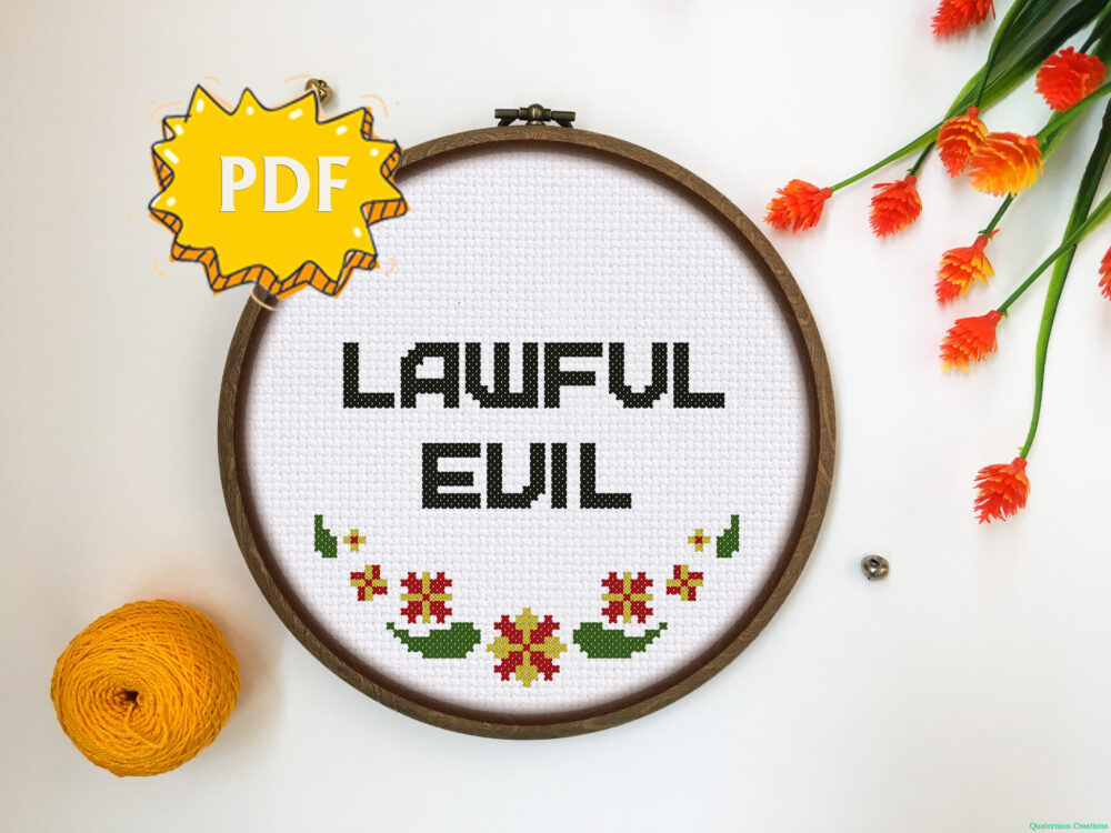 Lawful Evil cross stitch pattern