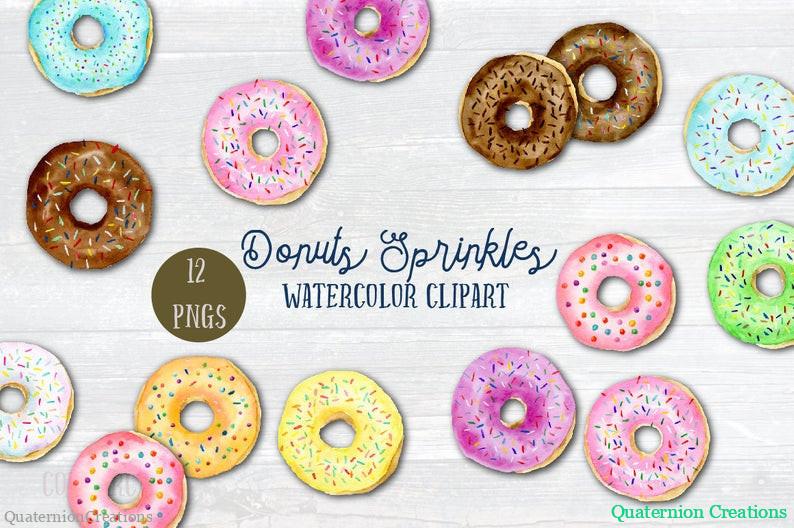 Watercolor Clipart Donut Sprinkles