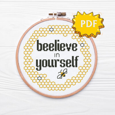 Beelieve in yourself cross stitch pattern