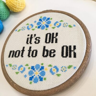 It's OK not to be OK modern cross stitch pattern