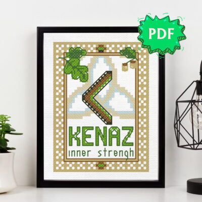 Kenaz Elder Futhark Rune cross stitch pattern