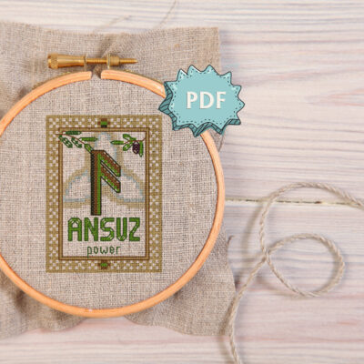 Ansuz Rune cross stitch pattern
