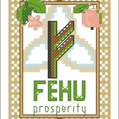 Fehu Elder Futhark rune cross stitch pattern