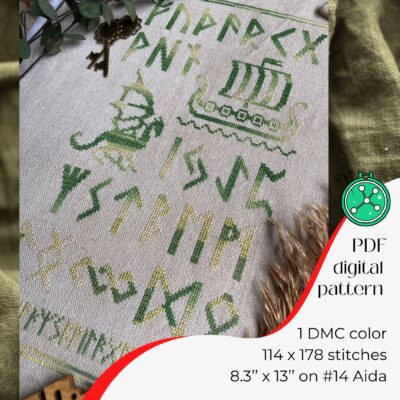 Elder Futhark cross stitch pattern