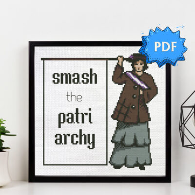 Smash the Patriarchy (The Suffragette) - feminist cross stitch pattern, modern cross stitch design