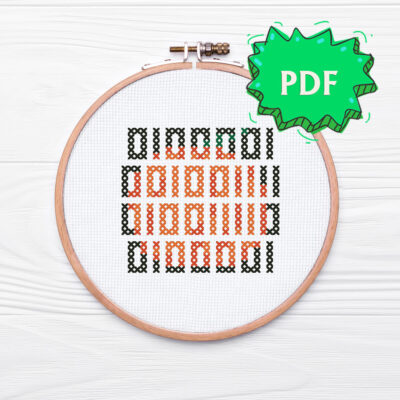 Boo in binary code geeky Halloween nerdy cross stitch pattern