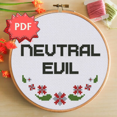 Neutral Evil cross stitch pattern