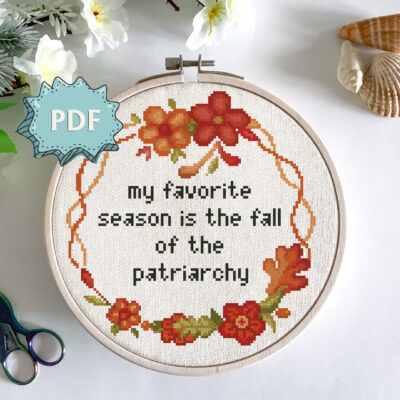 The Fall of the Patriarchy cross stitch pattern