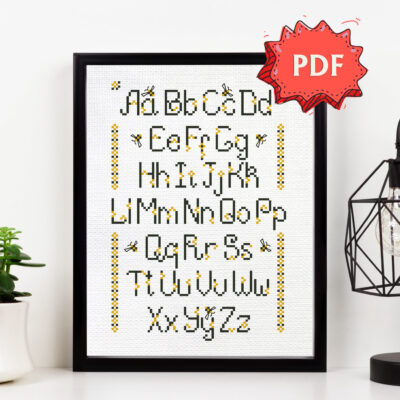 Busy Bee alphabet cross stitch pattern