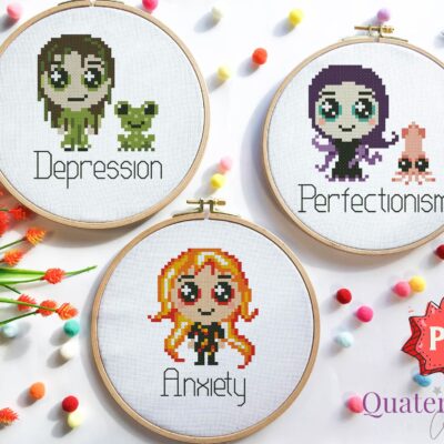Mental Monsters cross stitch pattern set