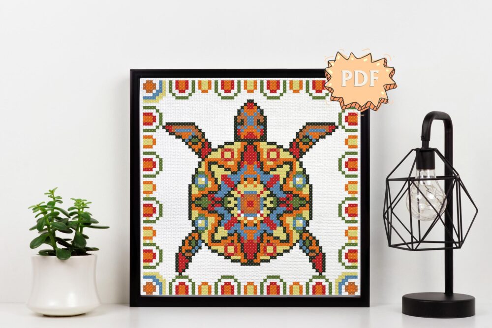 Ethnic Turtle cross stitch pattern