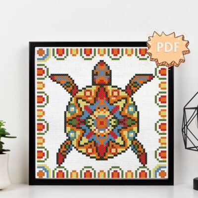 Ethnic Turtle cross stitch pattern