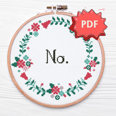 No - a modern feminist cross stitch pattern