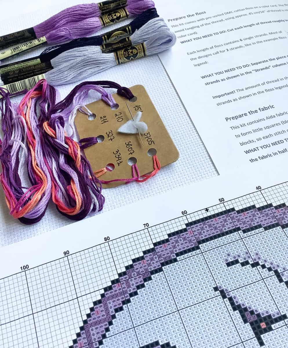 Purple moon cross stitch kit