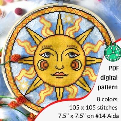 Orange Sun cross stitch pattern