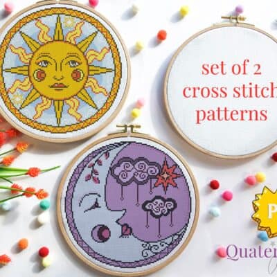 Sun and Moon cross stitch patterns - set of two