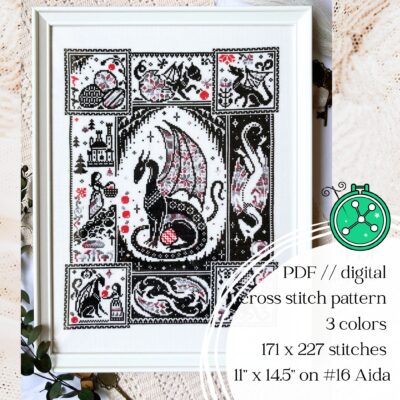 Of Dragons and Apples - cross stitch pattern