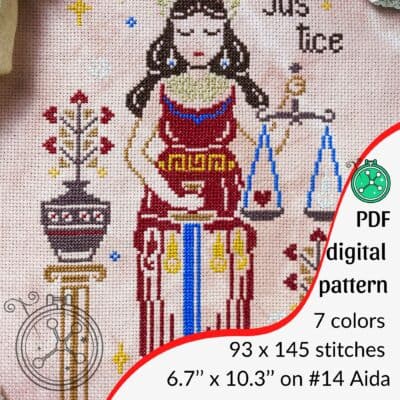 Lady Justice cross stitch pattern