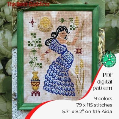 The Beer Goddess Ninkasi cross stitch pattern