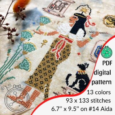 The Book Goddess cross stitch pattern