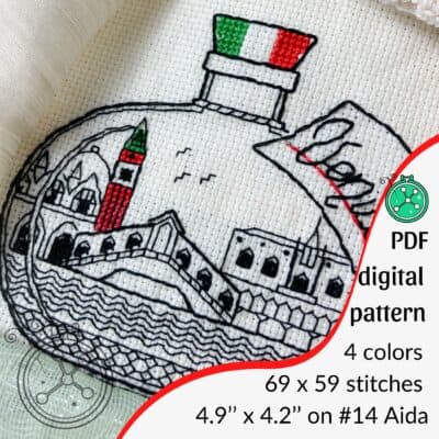 Venice in a bottle blackwork pattern