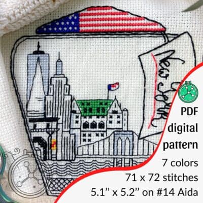 New York in a bottle blackwork pattern