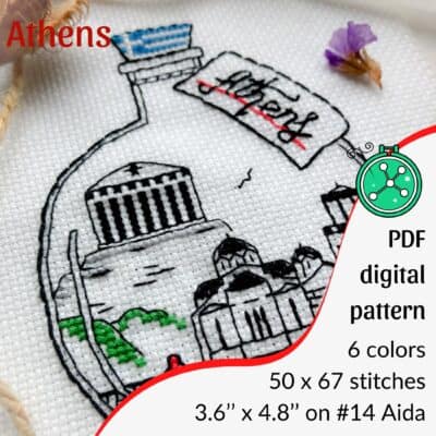 Athens in a bottle blackwork pattern