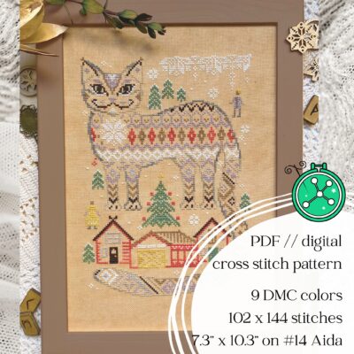 Yule Cat cross stitch pattern