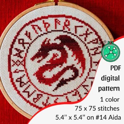 Runic dragon cross stitch pattern