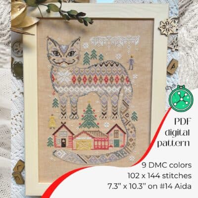 Yule Cat cross stitch pattern