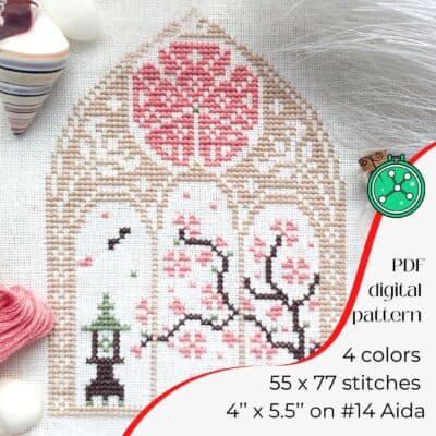 Glimpse of Sakura cross stitch pattern