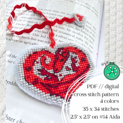 Dragon Heart Cross Stitch Bookmark Pattern