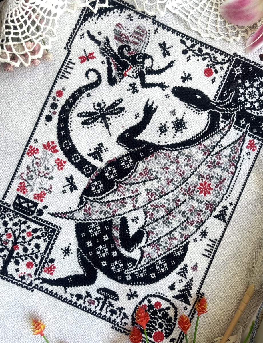 In Our Dreams We Are Dancing - a dragon cross stitch pattern - Image 2