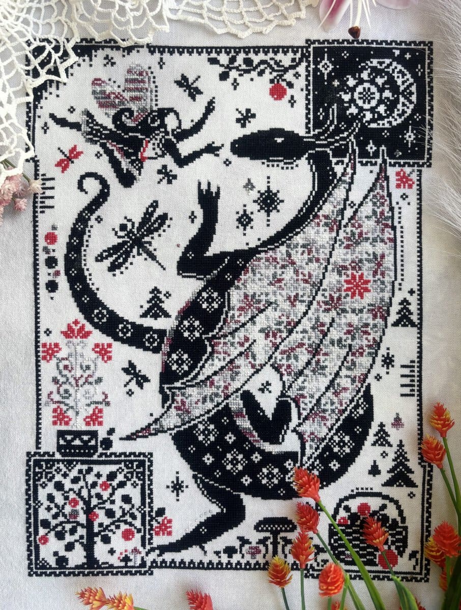 In Our Dreams We Are Dancing - a dragon cross stitch pattern